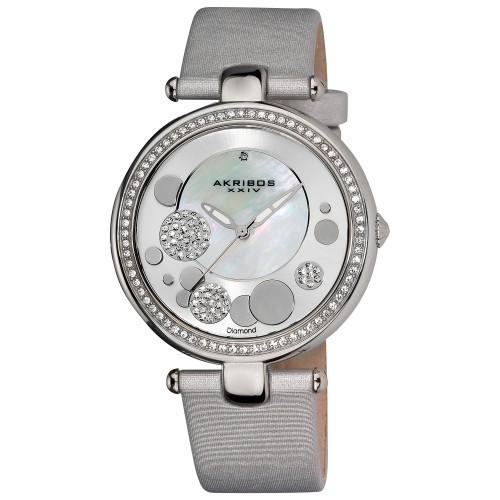 Women s Ornate Crystal Dial Leather AK434 Akribos XXIV