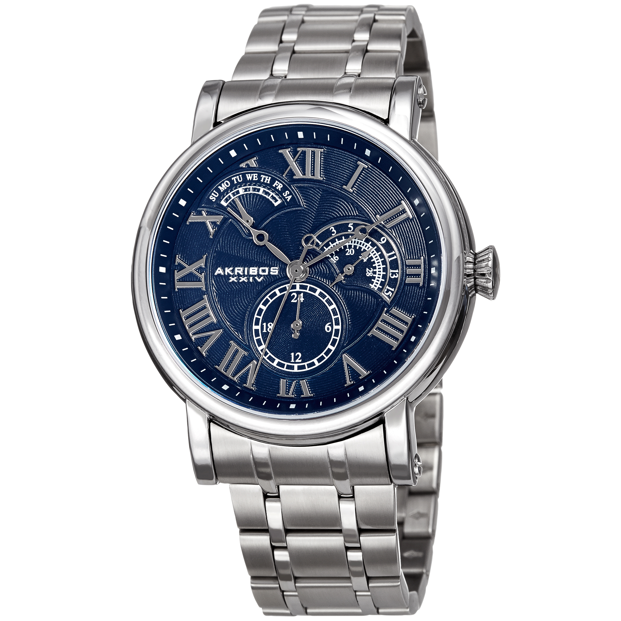 Men s Roman Numeral Retrograde Day AK1001 Akribos XXIV