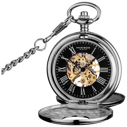 Men s Classic Skeleton Pocket Watch AK609 Akribos XXIV