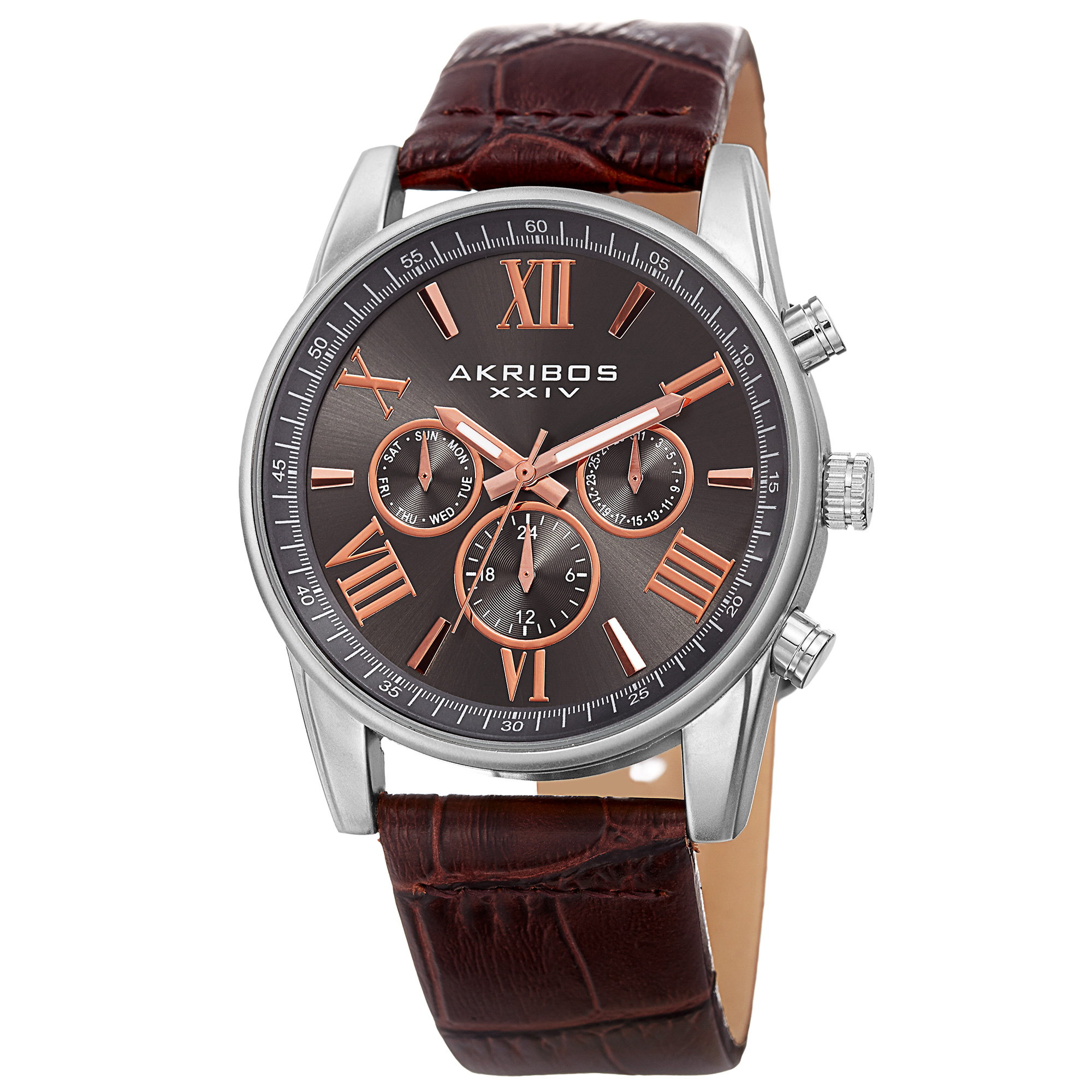 Akribos xxiv on sale men's leather watch